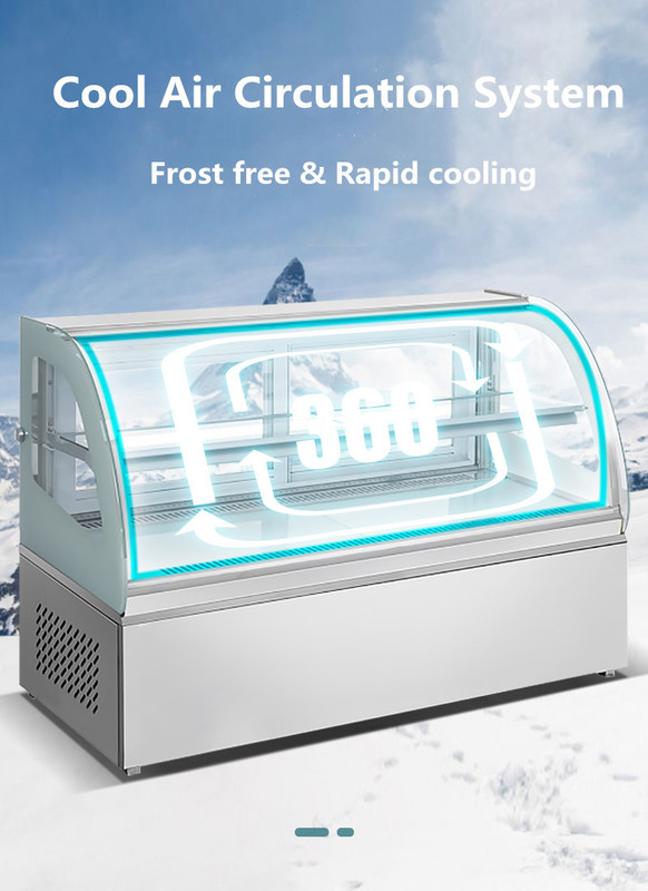 Anticorrosive Pastry Table Top Cake Display Chiller Practical Glass Material