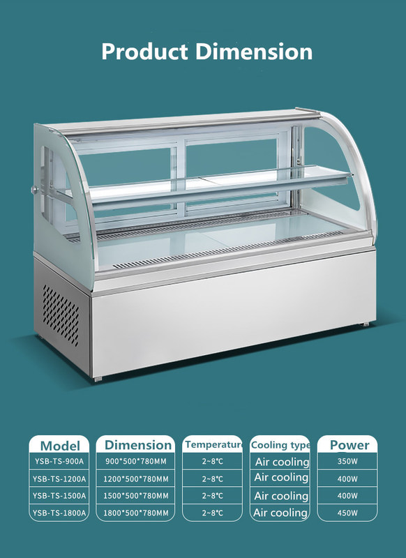 Anticorrosive Pastry Table Top Cake Display Chiller Practical Glass Material