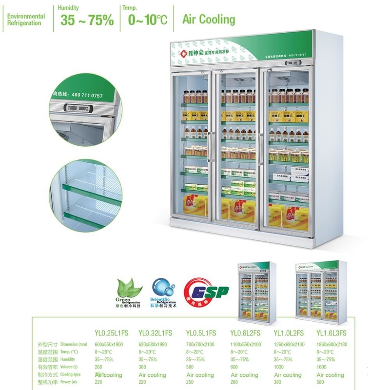 SUS304/201 Commercial Supermarket Refrigerator 1600L Double Temperature